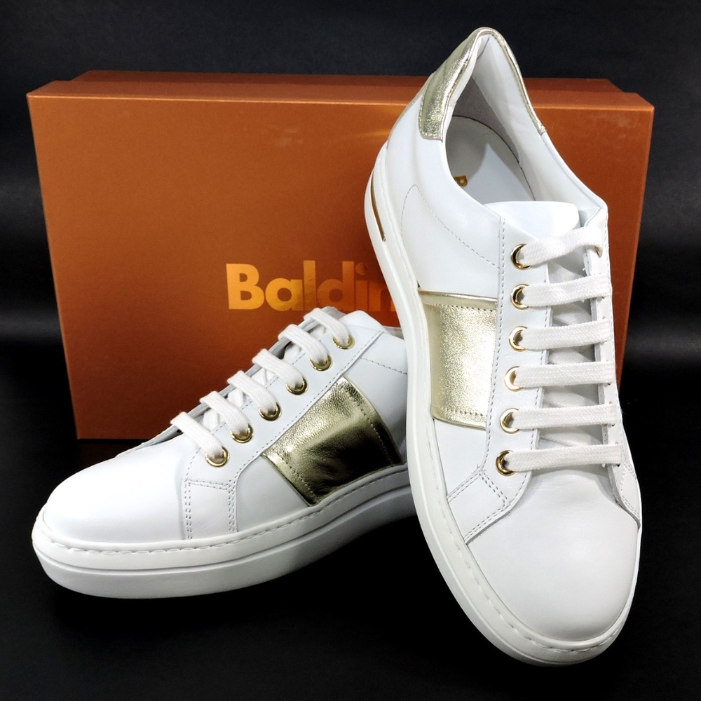 BALDININI 🇮🇹 WHITE LEATHER FLAT COMFORT SNEAKERS